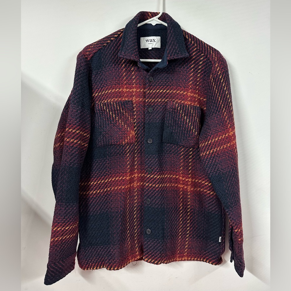 Wax London Whiting Overshirt Men’s Sz Small Shacket Red Blue Plaid Beatnik